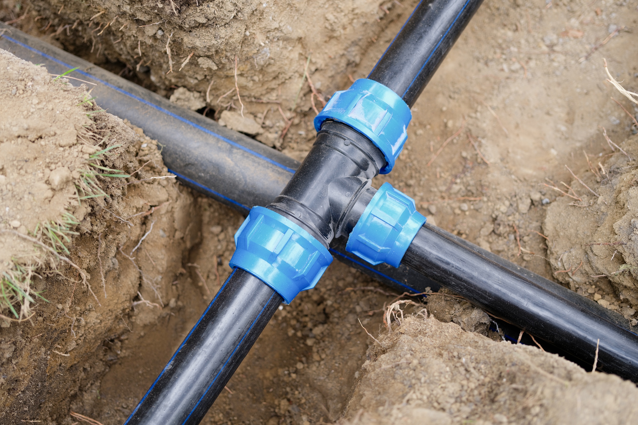 Plumber repairing a residential water line in Santa Rosa, CA