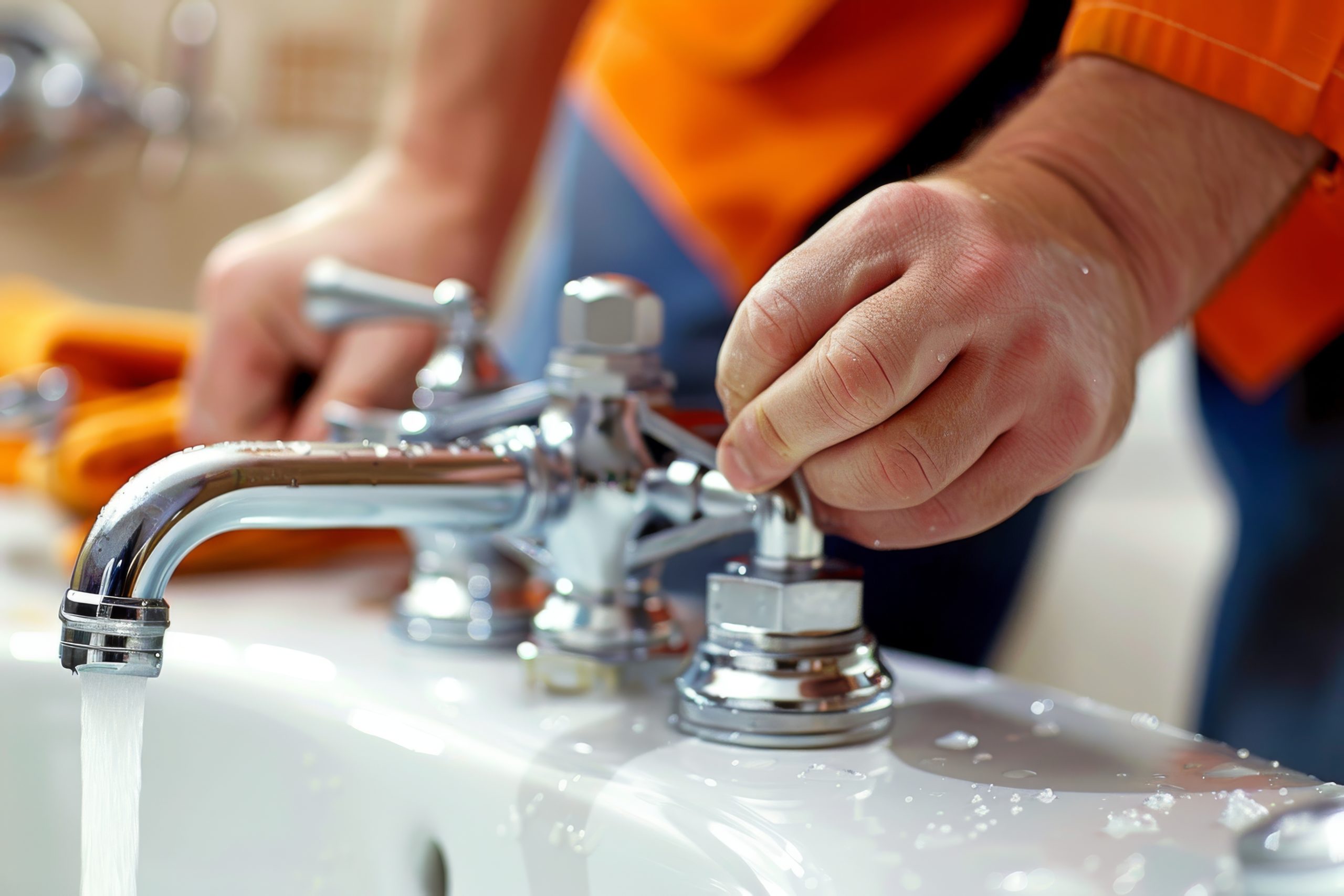 Plumber repairing a cracked bathtub in Santa Rosa, CA.