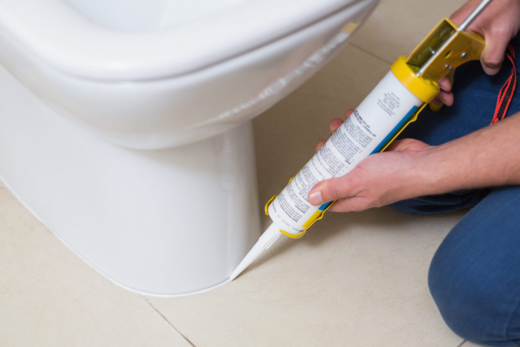 Newly installed high-efficiency toilet in a Sonoma County bathroom.